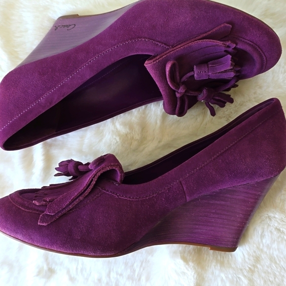 Coach Purple Suede "Terri" Wedges - Picture 4 of 9